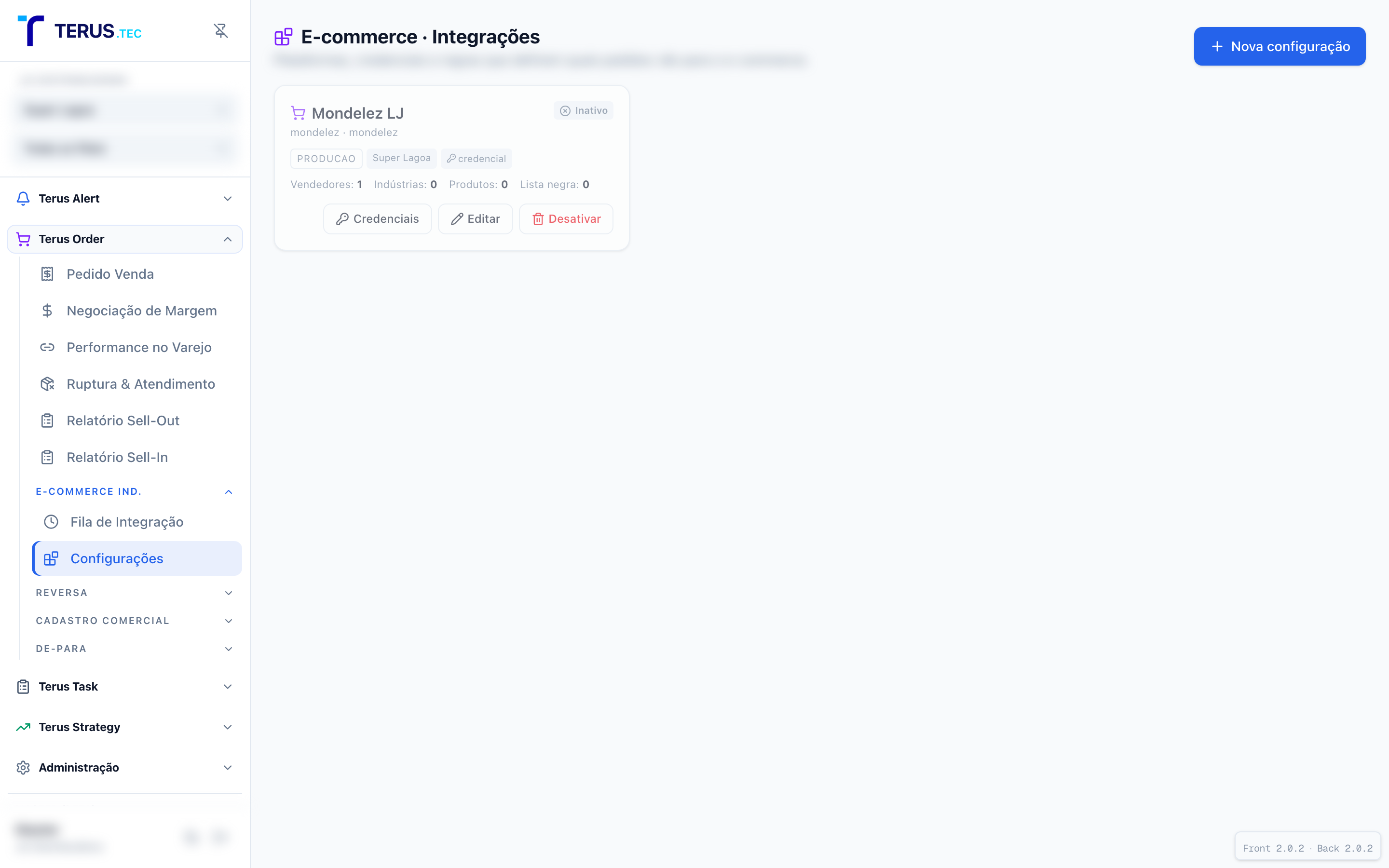 Configurações de e-commerce